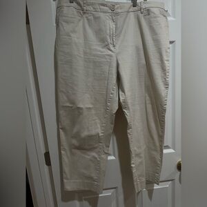 Talbots Plus Elastic Waist Women's Cream Ankle Pants Size 20W